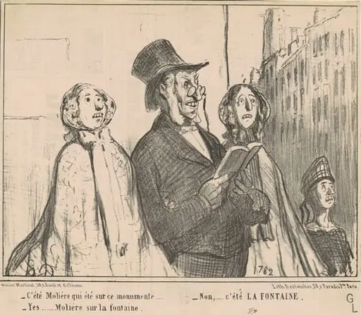C'été Molière que été sur ce monumente ..., by Honoré Daumier, ink, 1855