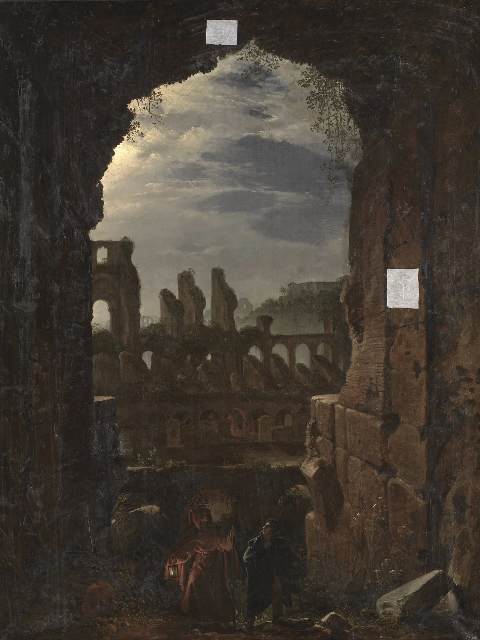 View of the Colosseum in Moonlight, detail