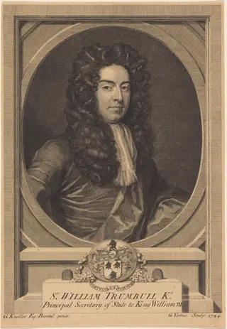 William Trumbull, by George Vertue, ink, 1724