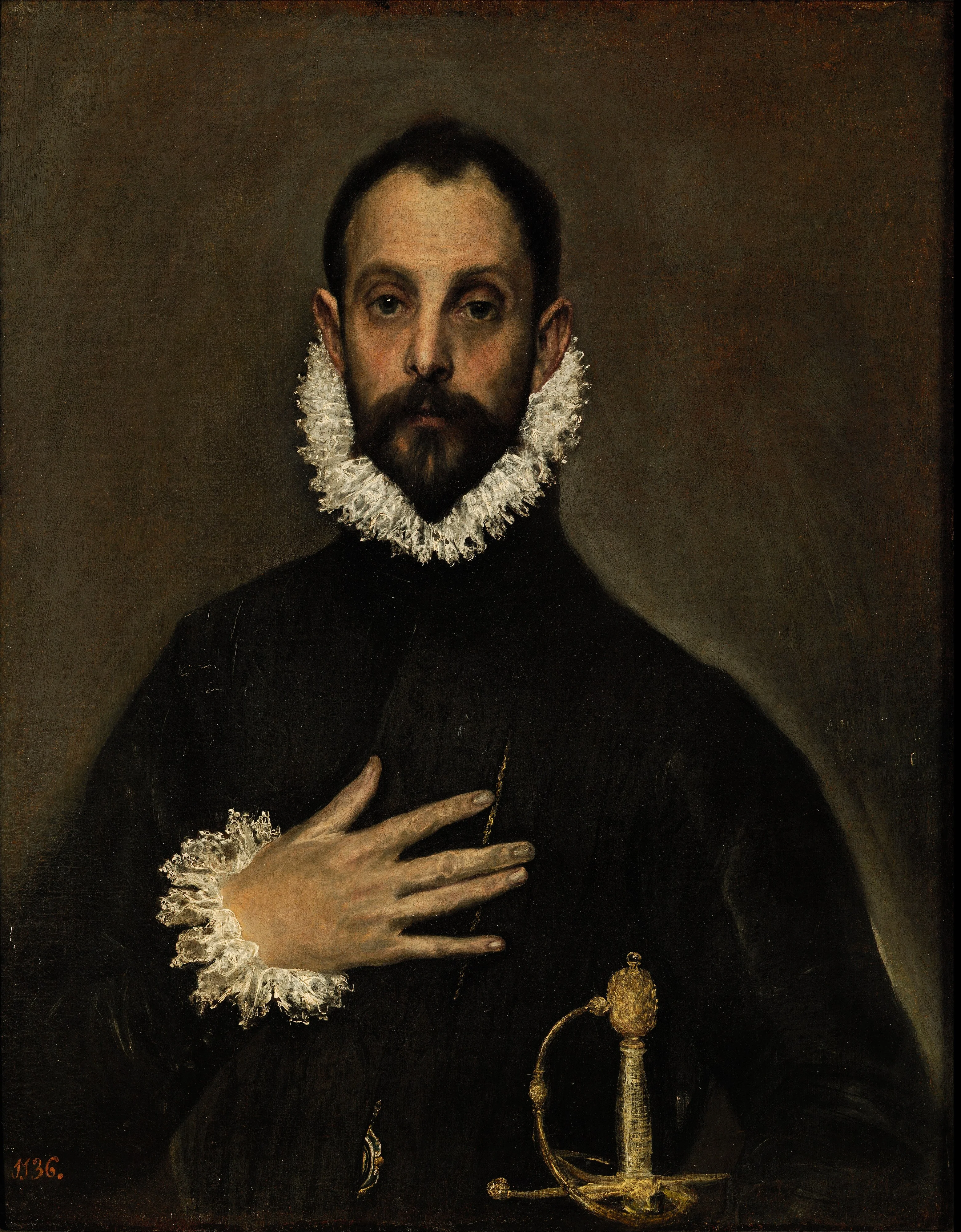The Nobleman with his Hand on his Chest, detail