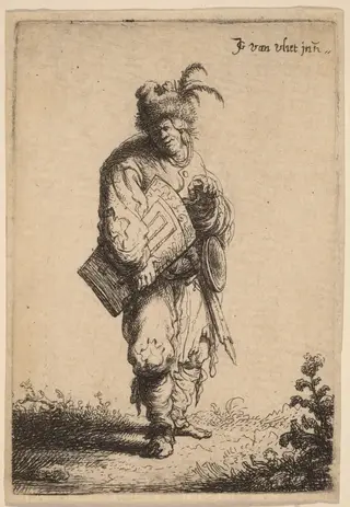 The Hurdy-Gurdy Player, by Johannes van Vliet, ink, 1632