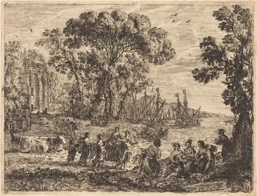 Europa and the Bull (L'enlèvement d'Europe), by Claude Lorrain, ink, 1634