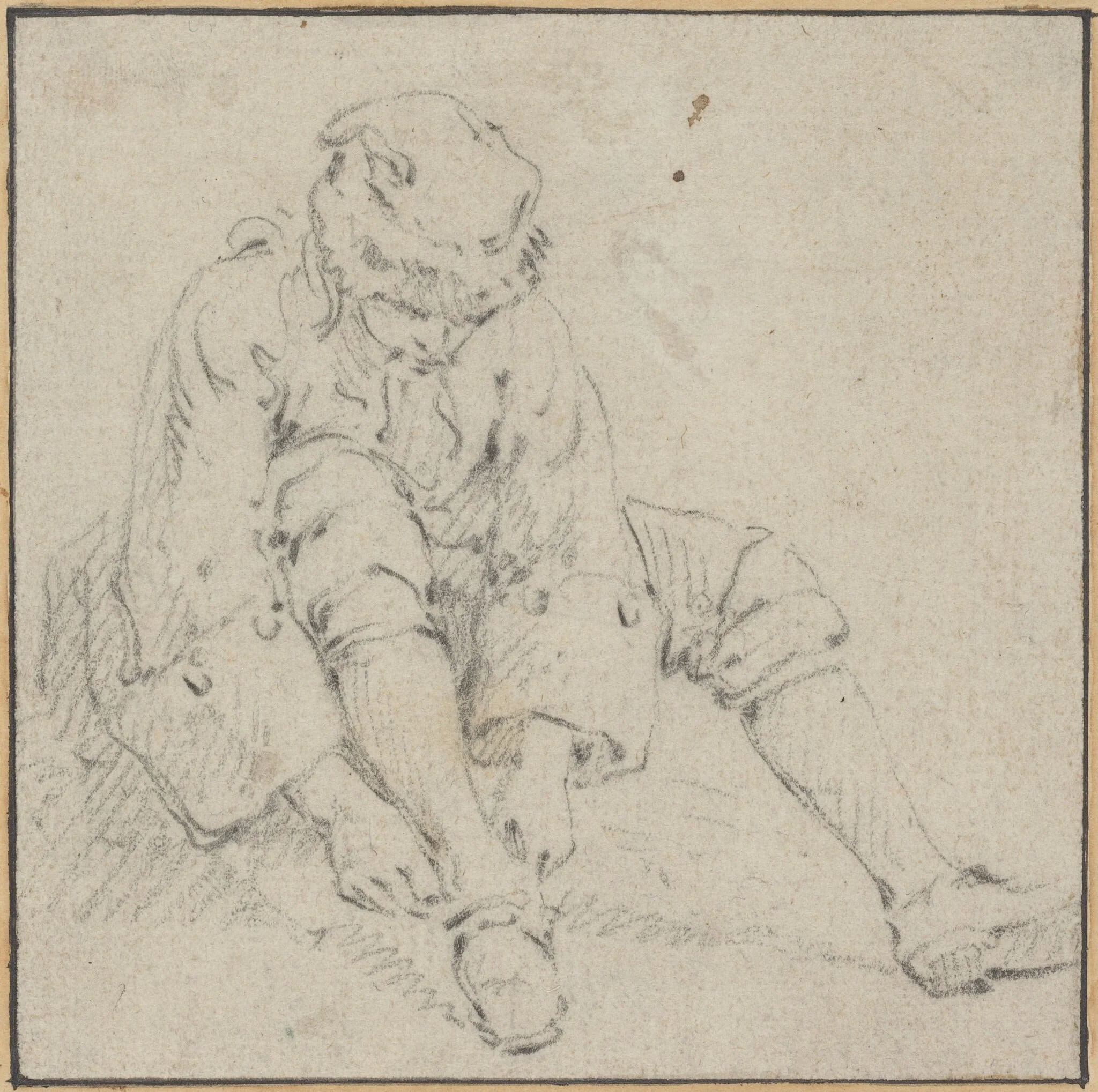 Man Pulling on His Shoe, detail