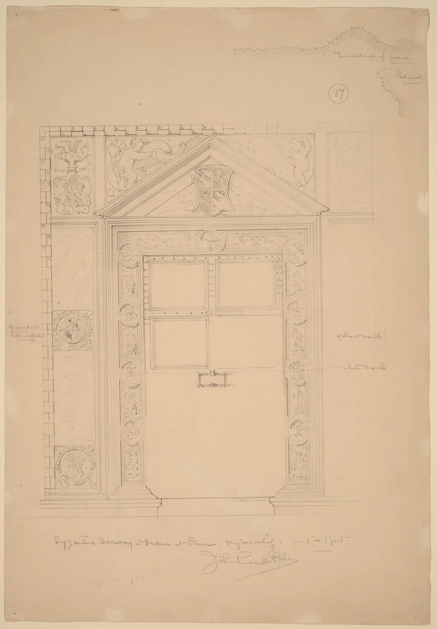 Byzantine Doorway with Duomo, Rimini, detail