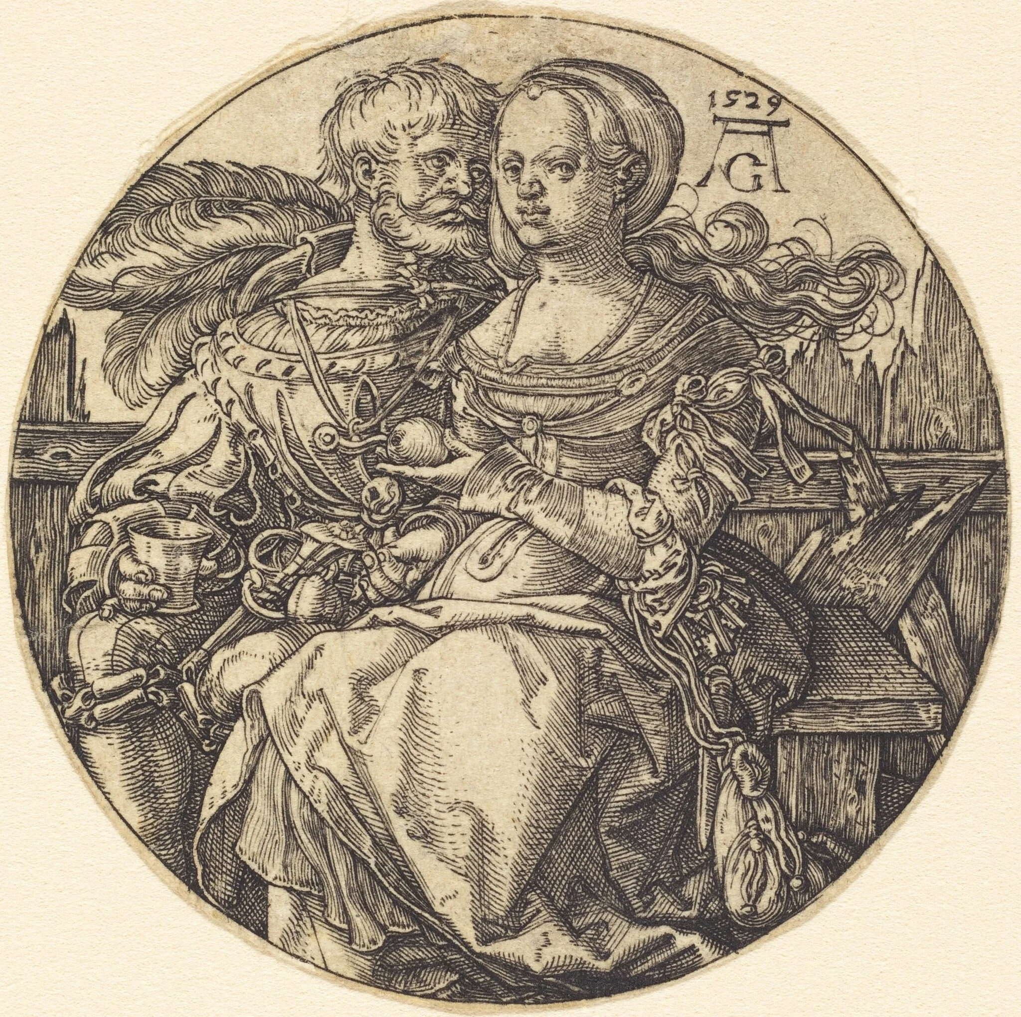 A Couple of Lovers Seated, detail