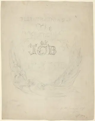 Sketch for the Title-Page of the Engraved Illustrations to the Book of Job, by William Blake, graphite, 1824