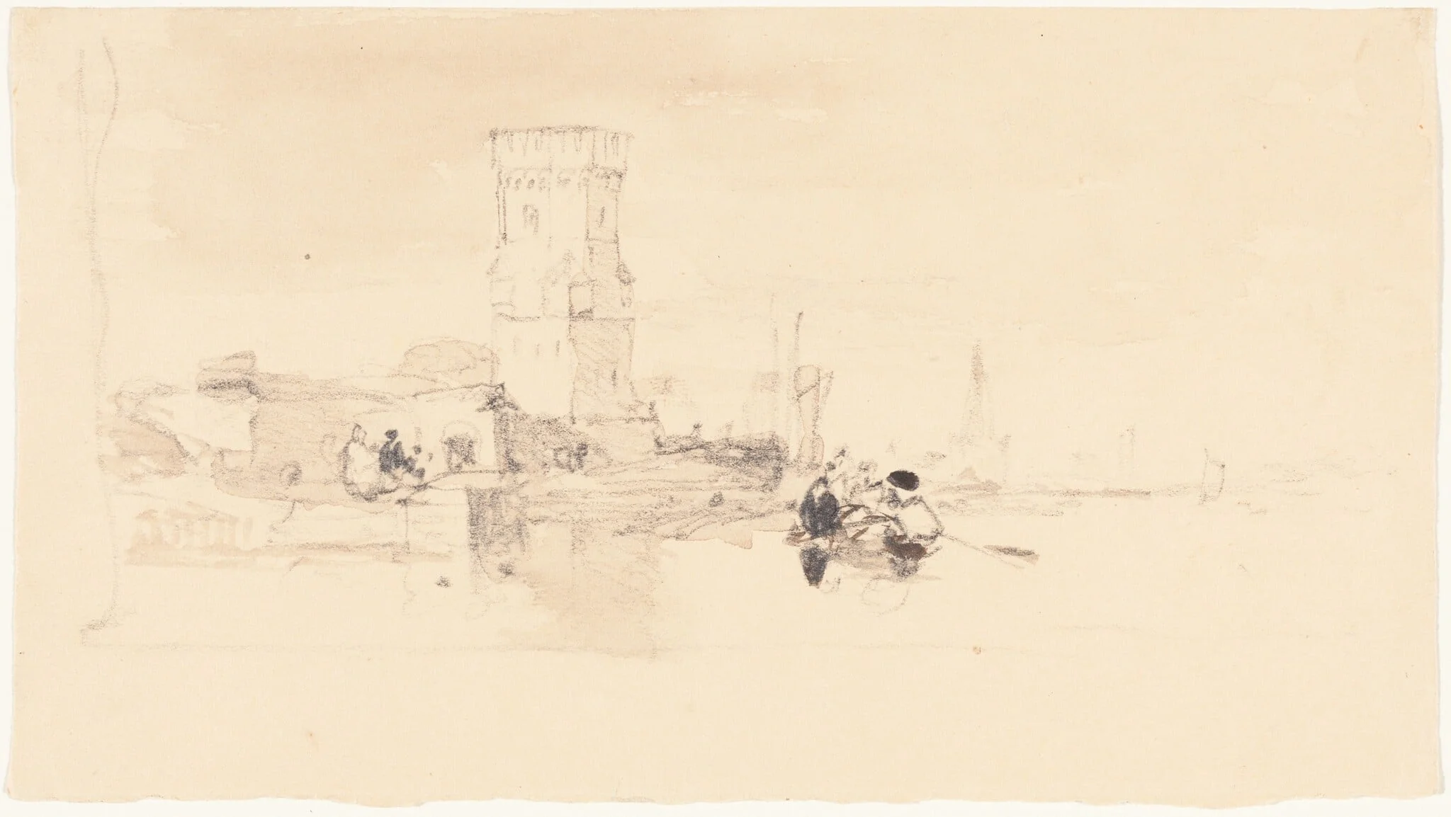 Tower Overlooking Water, detail