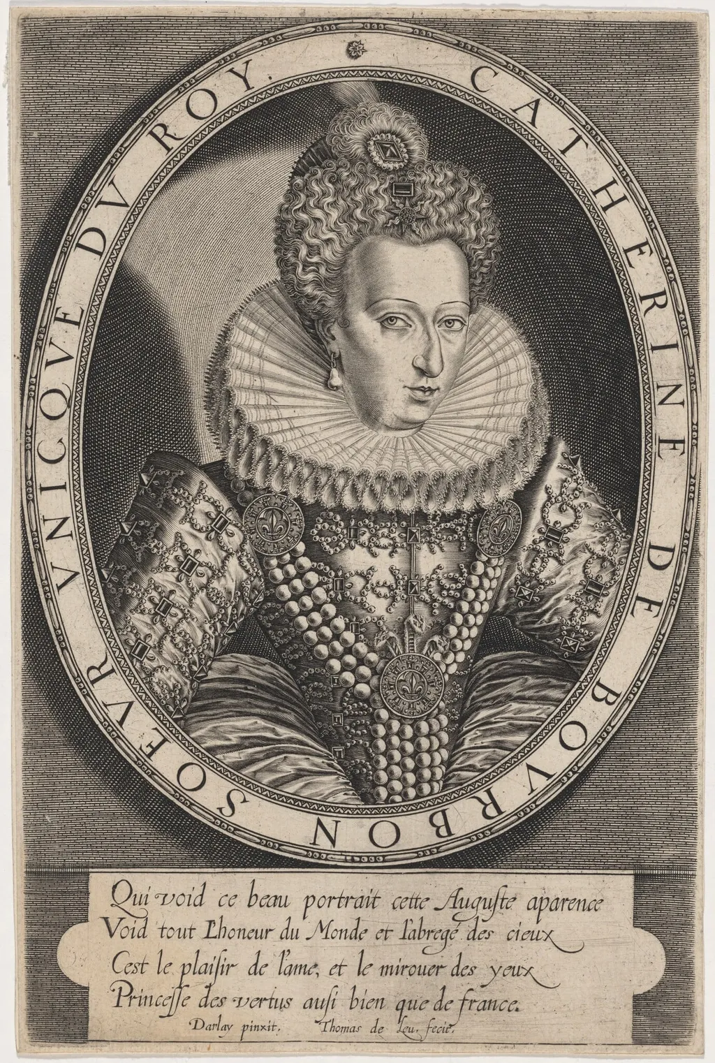 Catherine de Bourbon, by Thomas de Leu, ink, 1590