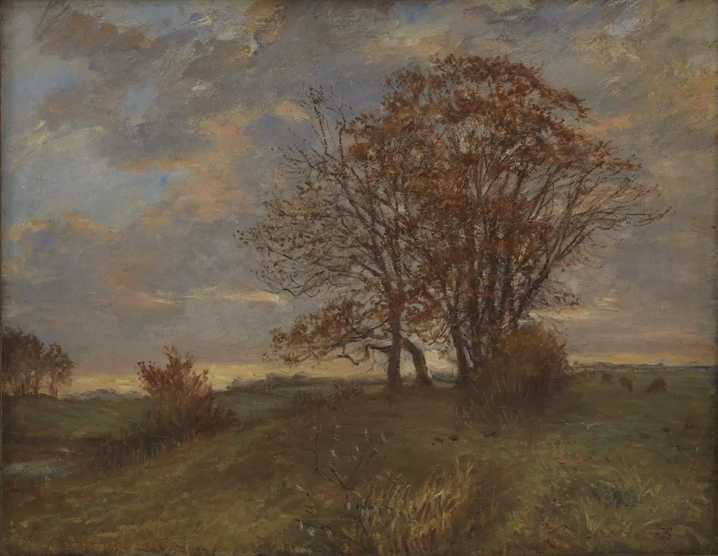 A Landscape near Borup, Zealand. Evening, by Theodor Philipsen, oil, 1908