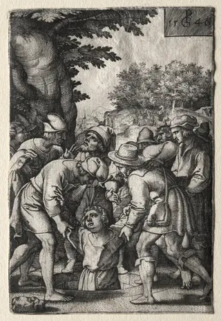 Joseph Lowered into a Well, by Georg Pencz, 1546