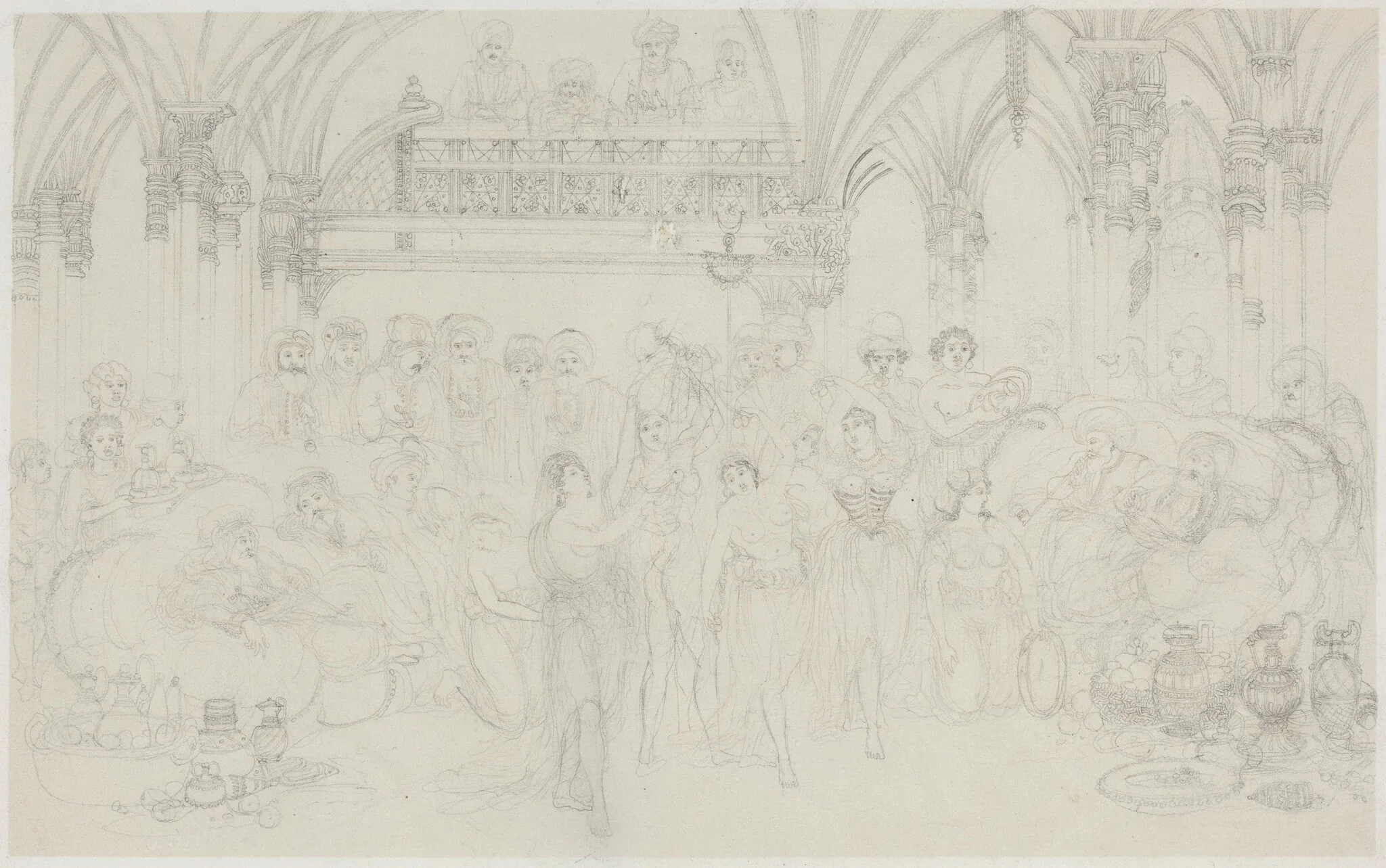 Interior: Dancing Girls Entertaining Chieftains, detail