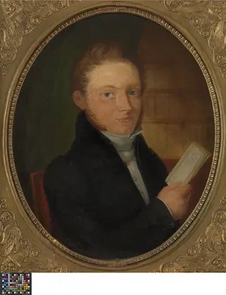 Portret van geneesheer Jacobus Lambrecht, by Jean-Bernard Duvivier, oil, 1832