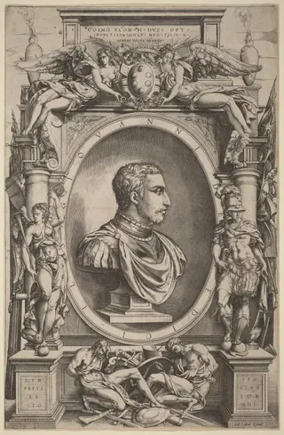Giovanni de' Medici, by Enea Vico, ink, 1550