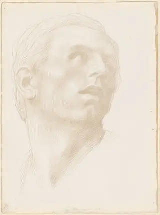 Head of a Man Looking Up to the Right, by Alphonse Legros, silver, 1894