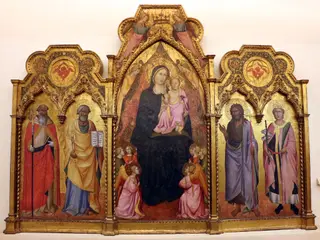 Madonna and Child with saints, by Agnolo Gaddi, tempera, 1375