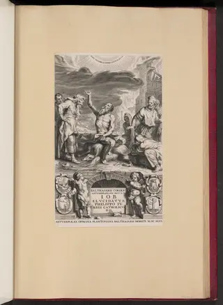 Title Page for Balthasar Cordier, Iob Elvcidatvs, by Cornelis Galle II, ink, 1646
