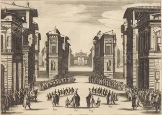 Il Solimano, Act II, by Jacques Callot, ink, 1620