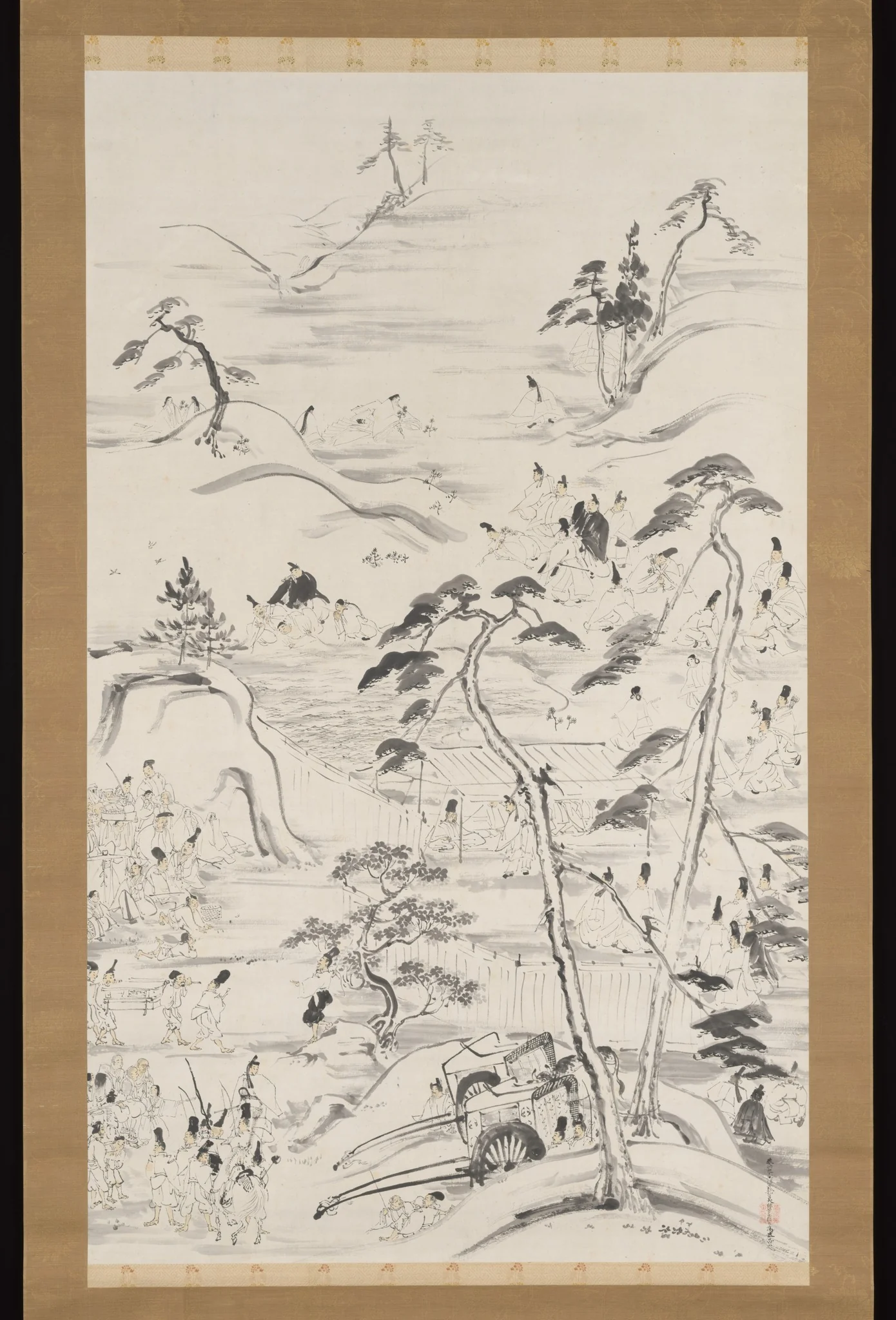 Emperor Enyū’s Outing to Funaokayama on the First Day of the Rat in the New Year, detail