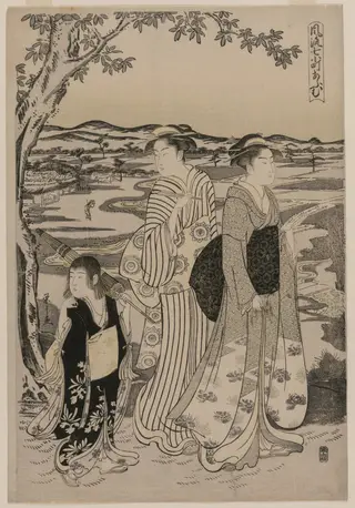 Omu the Parrot (from the series Seven Elegant Episodes from the Life of the Poetess Ono no Komachi), by Chôbunsai Eishi, 1790