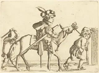 Dwarf Riding an Ass, by Stefano Della Bella, ink, 1637
