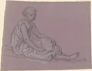 Study for "Greek Girls Bathing", by Elihu Vedder, graphite, 1872