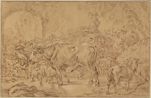 Return to the Fold, by François Boucher, chalk, 1758