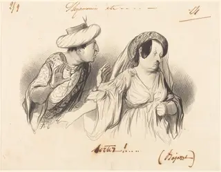 Sortez!... (Bajazet), by Honoré Daumier, ink, 1841