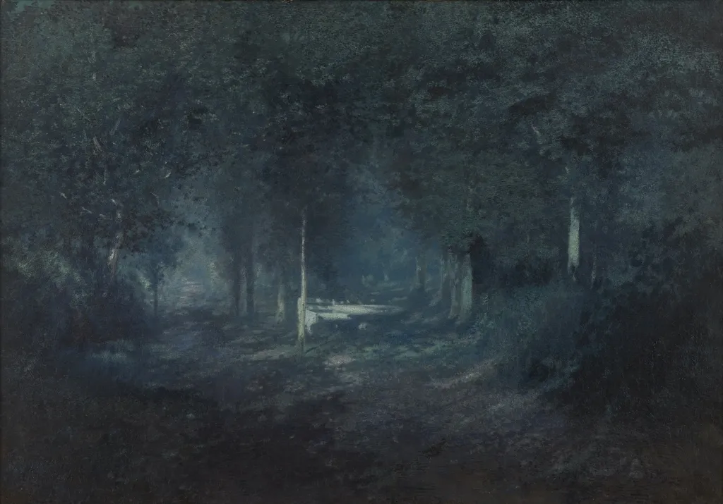 Wood by Moonlight, by Adriaan Jozef Heymans, oil, 1889