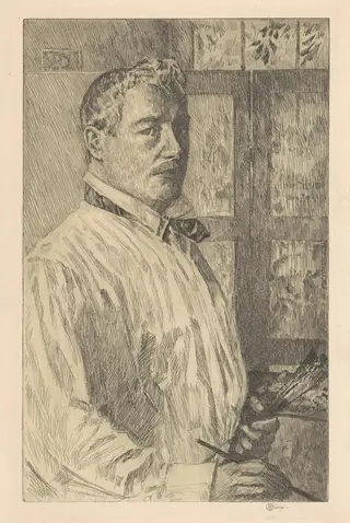 Self-Portrait, by Childe Hassam, ink, 1916