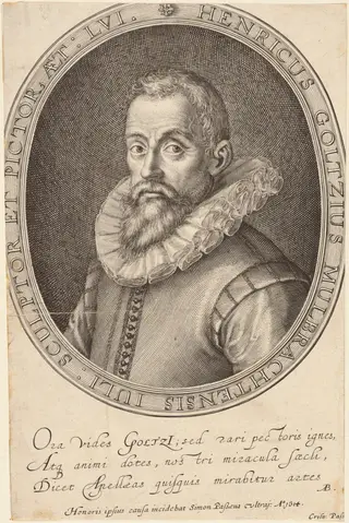 Hendrik Goltzius, by Simon van de Passe, ink, 1614