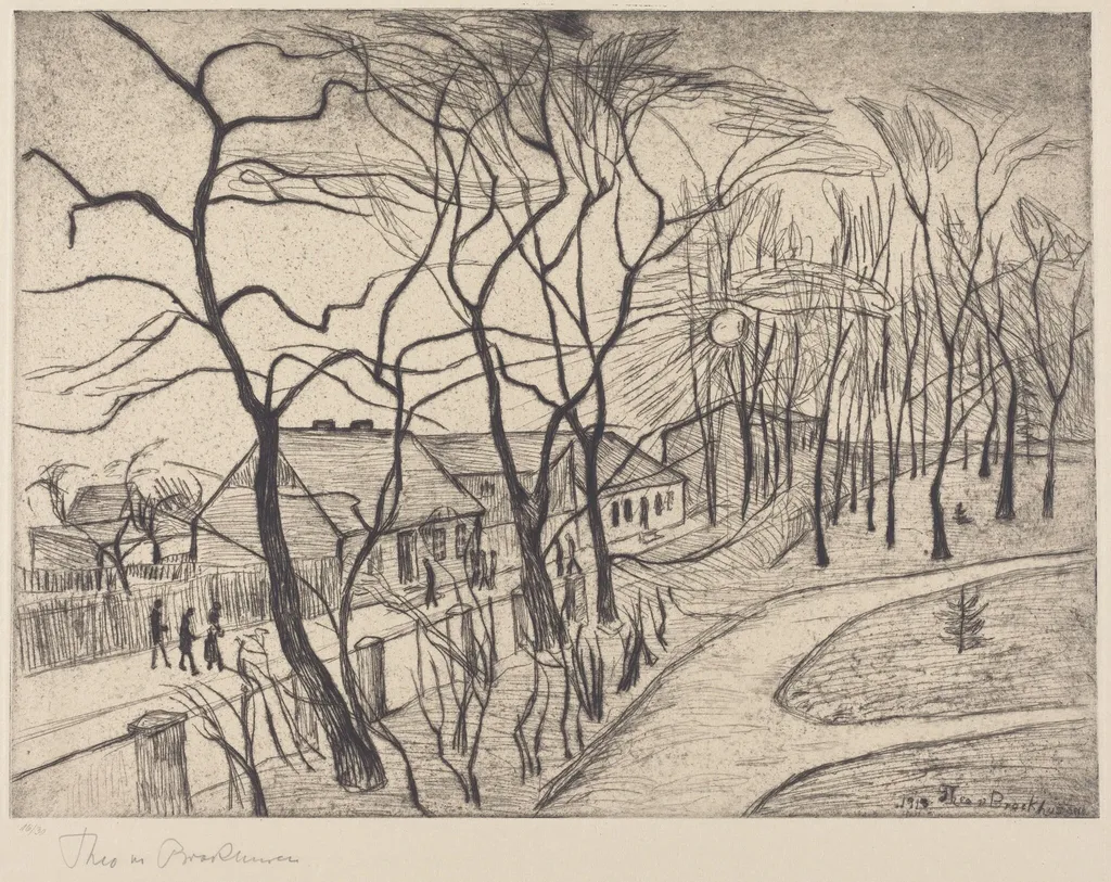 Landscape, by Theo von Brockhusen, ink, 1900