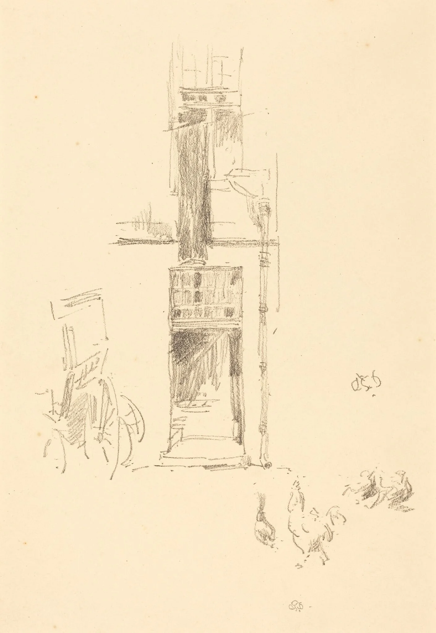 Cocks and Hens, Hôtel Colbert, detail