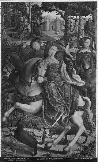 St. Mary Magdalene hunting before her conversion, by Master of the Legend of the Magdalene, oil, 1520