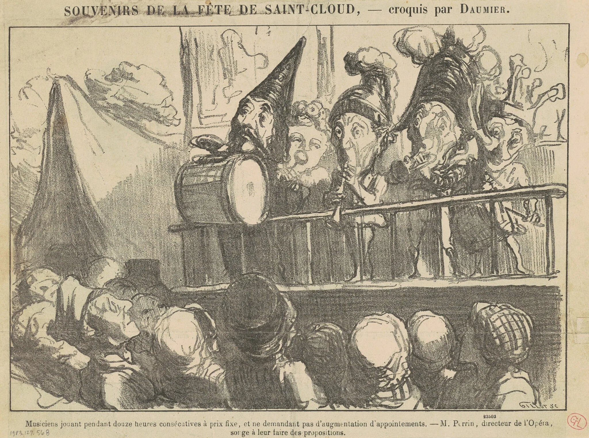 Musiciens jouant pendant douze heures ..., detail