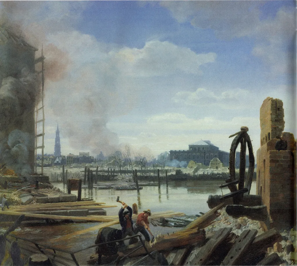 Hamburg after the Fire of 1842, by Jacob Gensler, oil, 1842