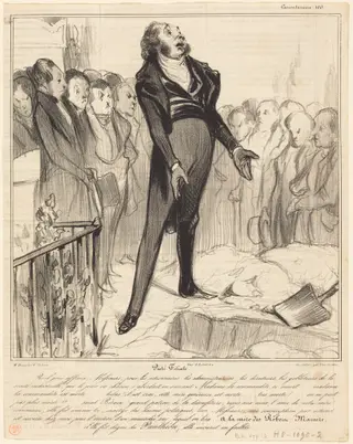 Piétié Filiale, by Honoré Daumier, ink, 1838