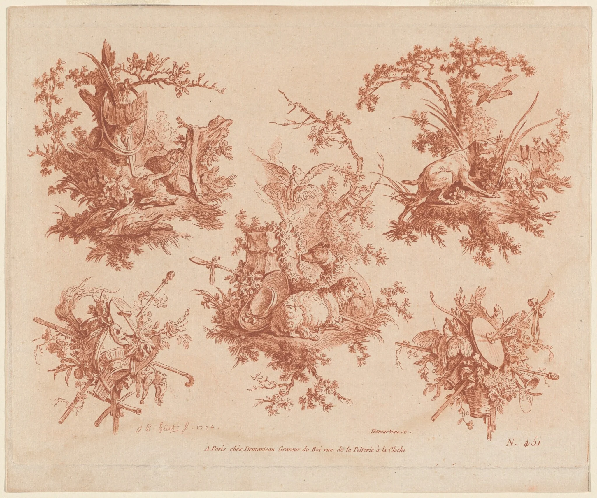 Five Trophies with Themes of Hunting, Love, and Folly, detail