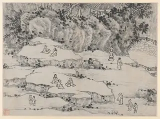 The Nodding Stone Terrace, Tiger Hill, and the Thousand-Man Seat, from Twelve Views of Tiger Hill, Suzhou, by Shen Zhou, unspecified, 1500