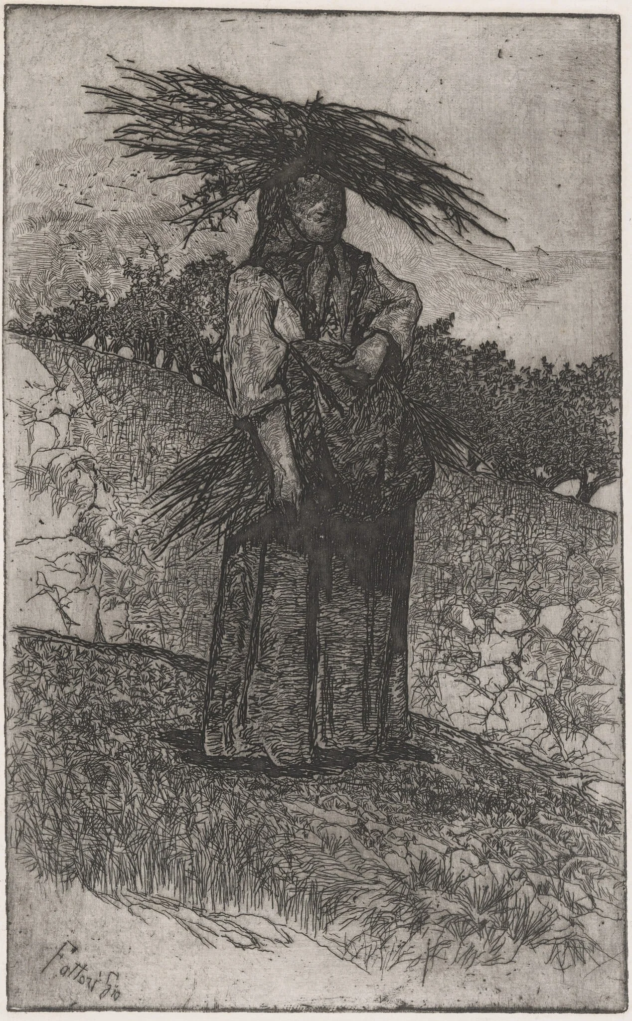 La Boscaiola: Peasant Woman Carrying Wood, detail