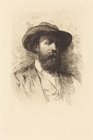 Self-Portrait, by William Unger, ink, 1880