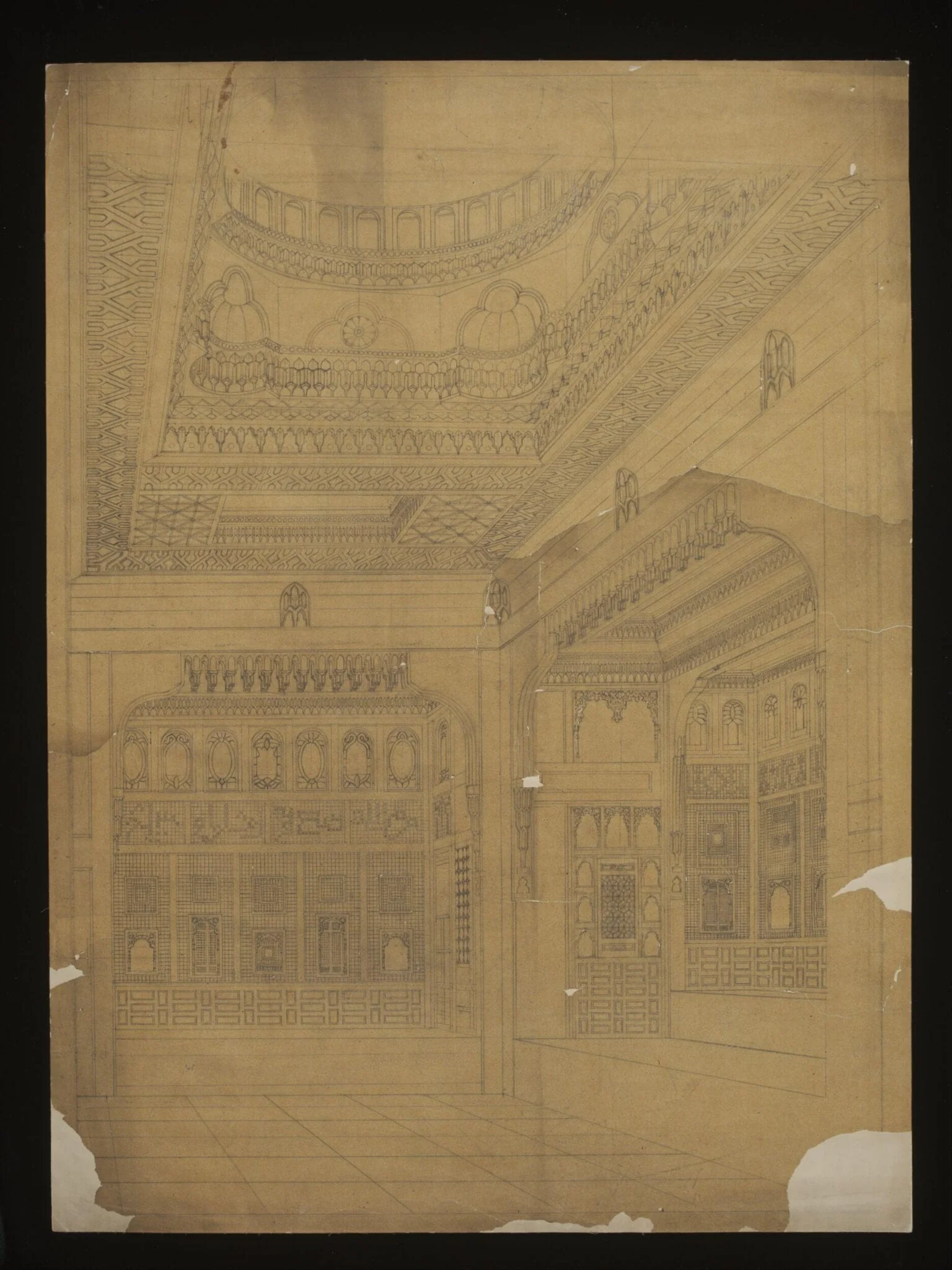 Drawing of the House of Sheik Sadat, Cairo, detail