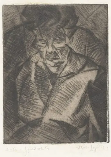 Sintesi di figura seduta (Synthesis of a Seated Figure), by Achille Lega, ink, 1917