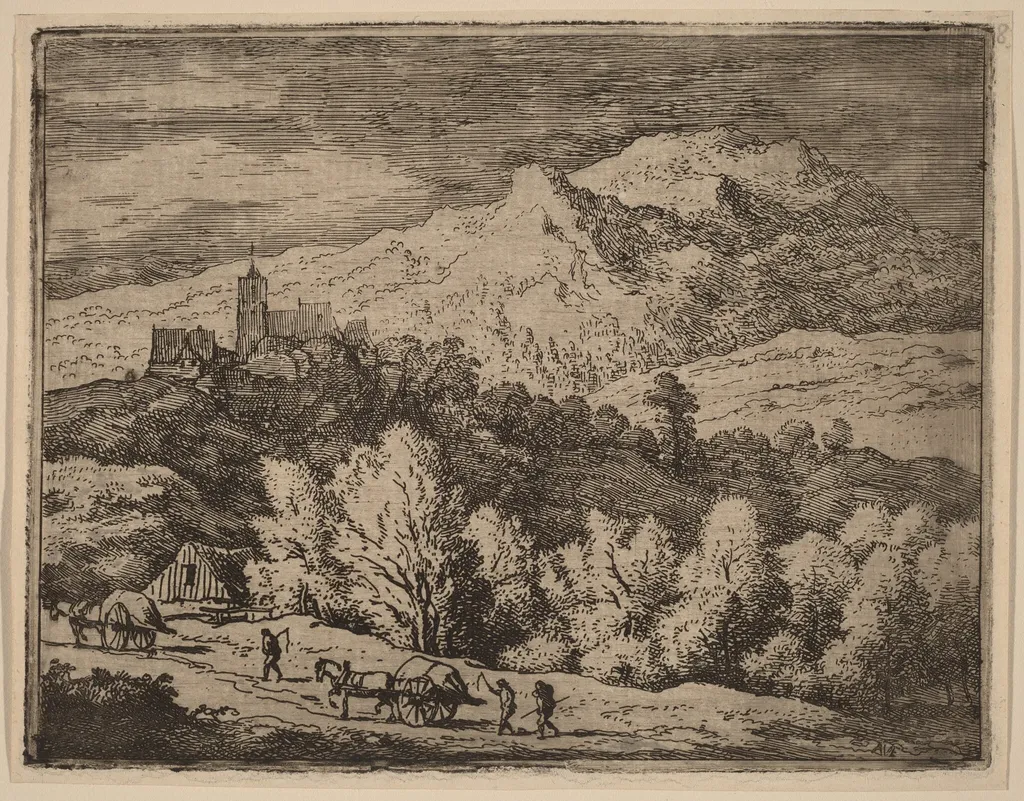 Two Carts, by Allart van Everdingen, ink, 1650