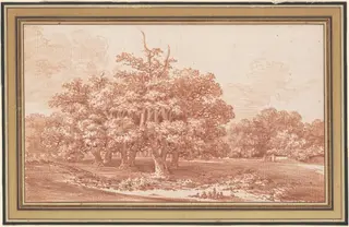 The Carrefour de l'Aiguille in the Forest of Fontainebleau, by Jean-Baptiste Le Prince, chalk, 1770