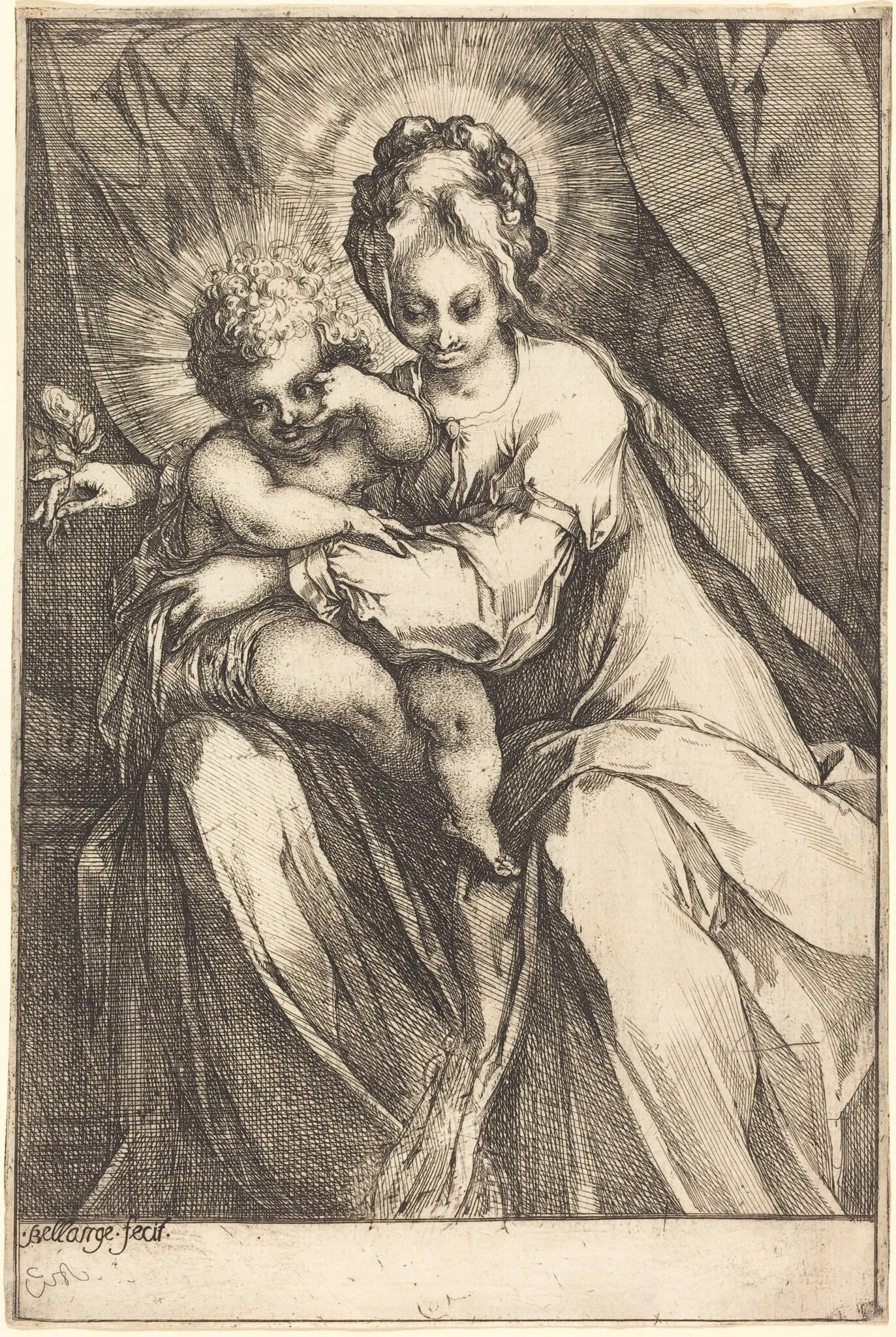 The Virgin and Child with a Rose, detail