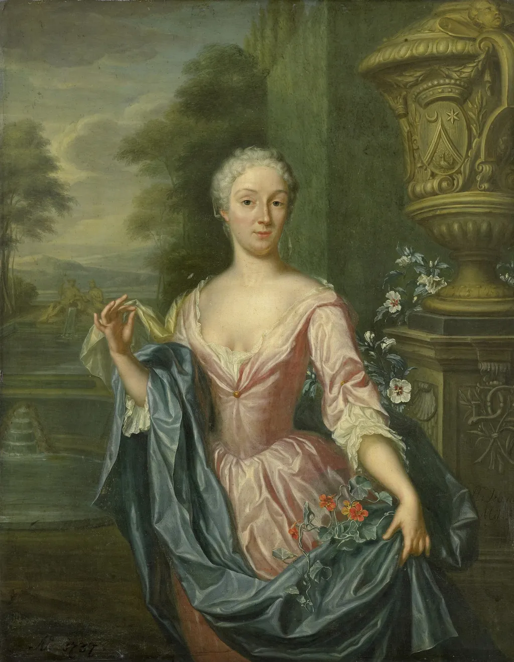 Portrait of Claudine van Royen (born 1712), Wife of Pieter Teding van Berkhout, by Hieronymus van der Mij, oil, 1757
