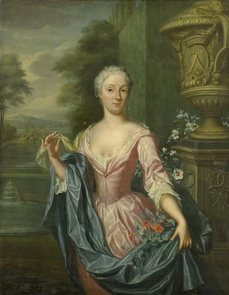 Portrait of Claudine van Royen (born 1712), Wife of Pieter Teding van Berkhout, by Hieronymus van der Mij, oil, 1757