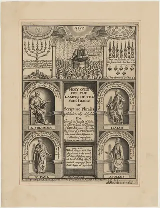 Title Page for Holy Oyle for the Lampes of the Sanctuarie, John Clarke, by Thomas Cecil, ink, 1630