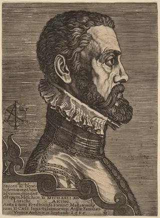 Michael d'Aicing, by Melchior Lorch, ink, 1565