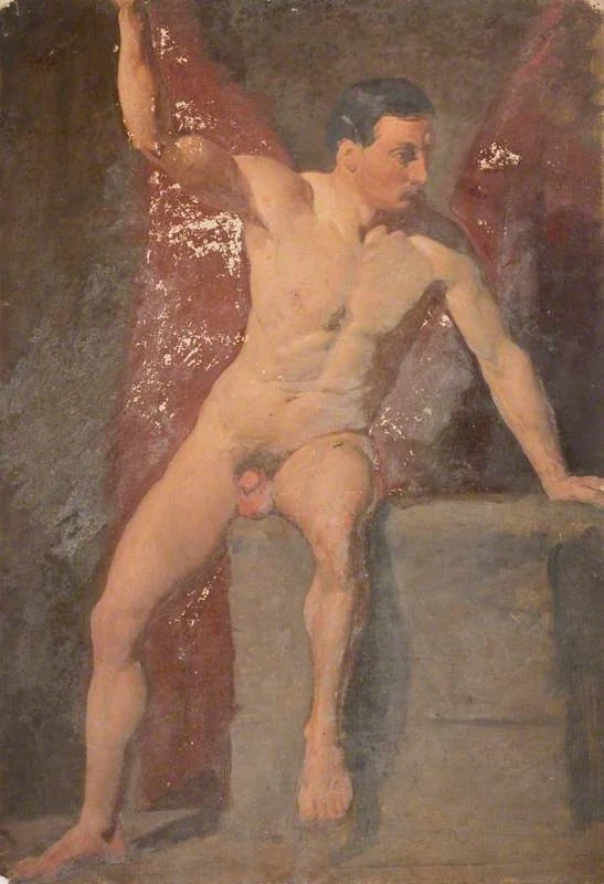 Life Study: Seated Male Nude, detail